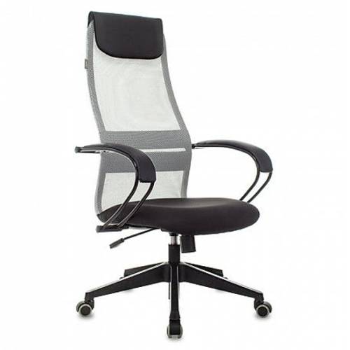 Кресло руководителя Бюрократ CH-607 светло-серый TW-02 сиденье черный сетка/ткань с подголов. кресто